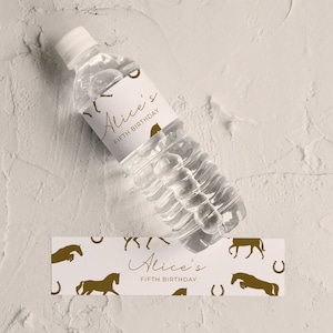 Horse Birthday Party Water Bottle Labels - Horse Birthday Favors, Horse Party Decor, Horse Theme Bottle Wrap, Editable Instant Download