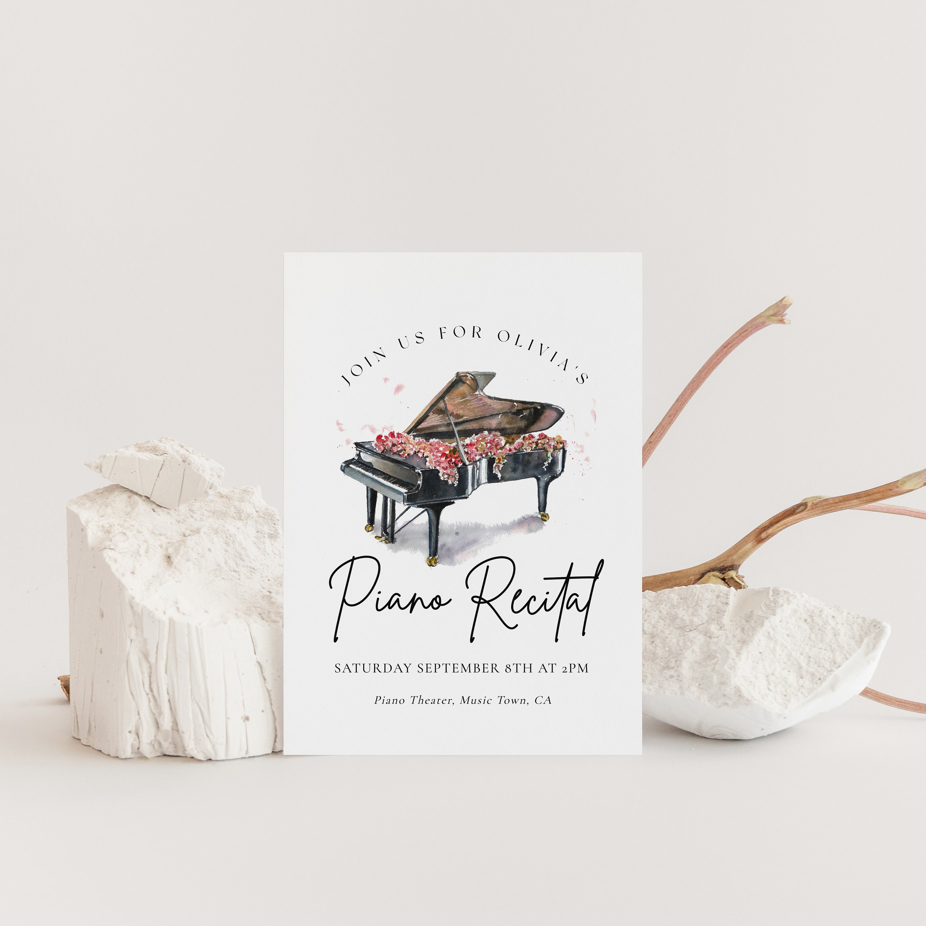 Piano Recital Invitation-piano Birthday Invitation, Musician