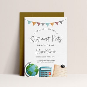 Teacher Retirement Invitation - Educator Invite, Retirement Party Invite, Retirement Celebration, School Theme, Editable Instant Download