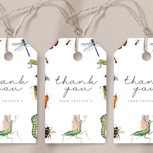 Editable Bug Birthday Favor Tags -Bug Birthday Party, Bug Thank You, Bug Insects Birthday, Insect Party, Nature Birthday, Instant Download