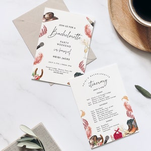 Western Bachelorette Party Invitation and Itinerary Template - Rodeo Bachelorette Itinerary, Cowgirl Bachelorette Party, Editable Download
