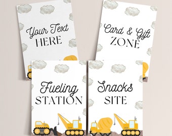 Editable Construction Birthday Party Signs - Construction Party Signs, Construction Party Decor, Construction Food Signs, Instant Download