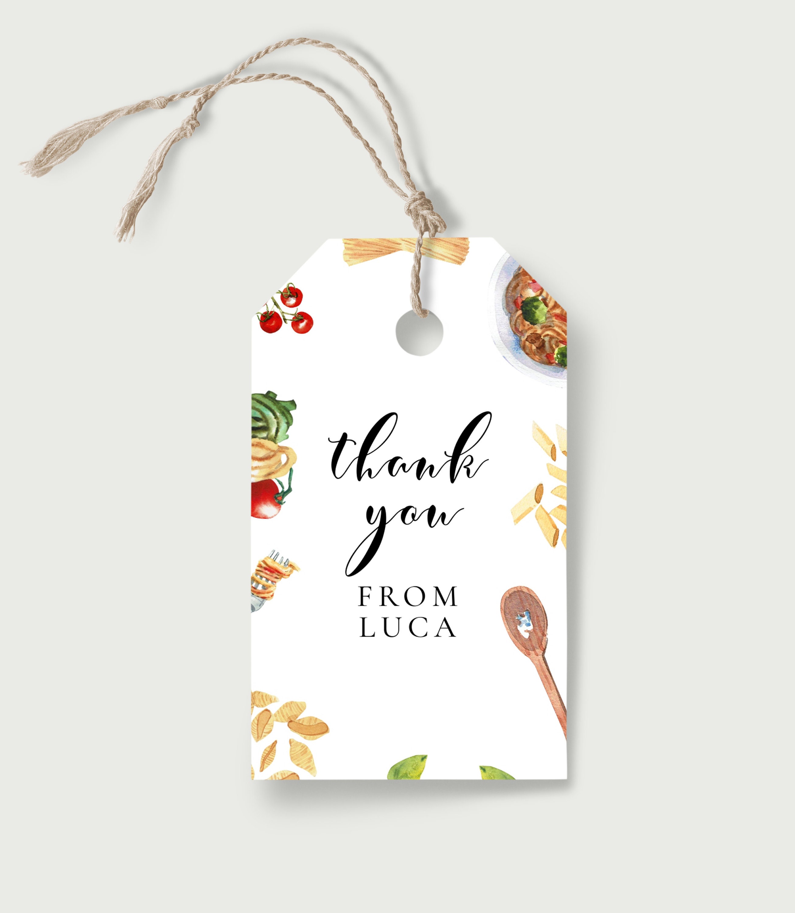 Pasta Favor Tags - Pasta Birthday, Spaghetti Birthday, Italian Birthday ...