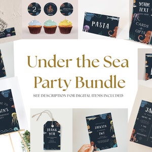 Under The Sea Birthday Decorations Bundle -Ocean Theme Birthday Decor, Under The Sea Invite, Under The Sea Birthday Banner Editable Download