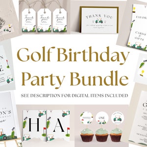Golf Party Decorations Bundle - Golf Birthday Party Invite, Golf Party Sign, Golf Party Banner, Golf Theme Party Editable Instant Download