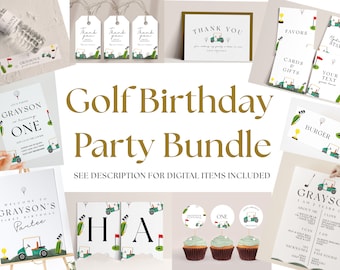 Golf Party Decorations Bundle - Golf Birthday Party Invite, Golf Party Sign, Golf Party Banner, Golf Theme Party Editable Instant Download