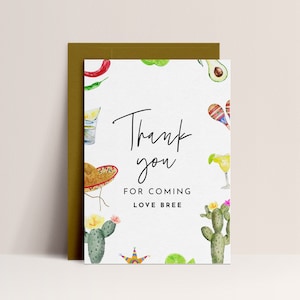 Fiesta Bedankkaart - Fiesta Bruidsdouche, Fiesta Bachelorette, Cactus Bruidsdouche, Fiesta Bruidsdouche Decor, Favor bewerkbare download