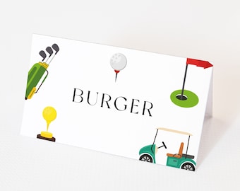 Carpas de comida para cumpleaños de golf: etiquetas de comida para golf, decoración para fiestas de golf, fiesta de un cumpleaños, carpa de comida de golf editable, temática de golf para niños, descarga instantánea