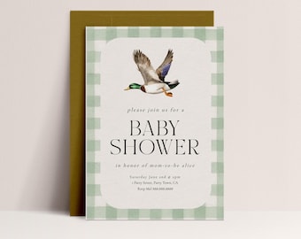 Editable Mallard Duck Baby Shower Invitation -Baby Boy Shower Invite, Duck Baby Shower Invite, Hunting Baby Shower Invite, Template Download