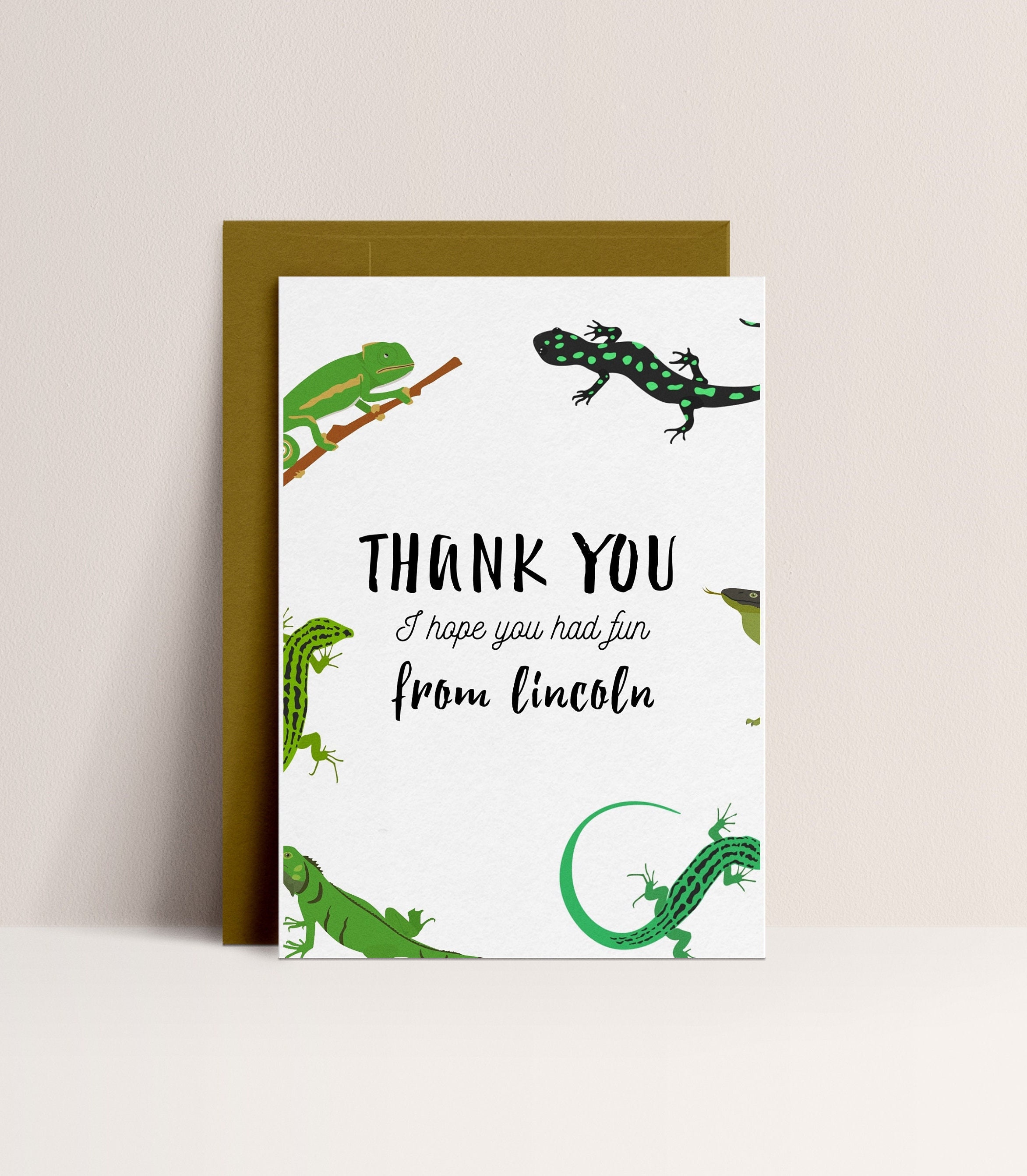 Congratulations Lizard Reptile Thank You Card Editable - Reptile Party, Lizard Party, Reptile ...