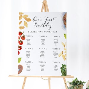 Italian Seating Chart - Italian Welcome Sign, Pasta Birthday Sign, Spaghetti Birthday Decor, Italian Birthday Sign, Pasta Editable Download