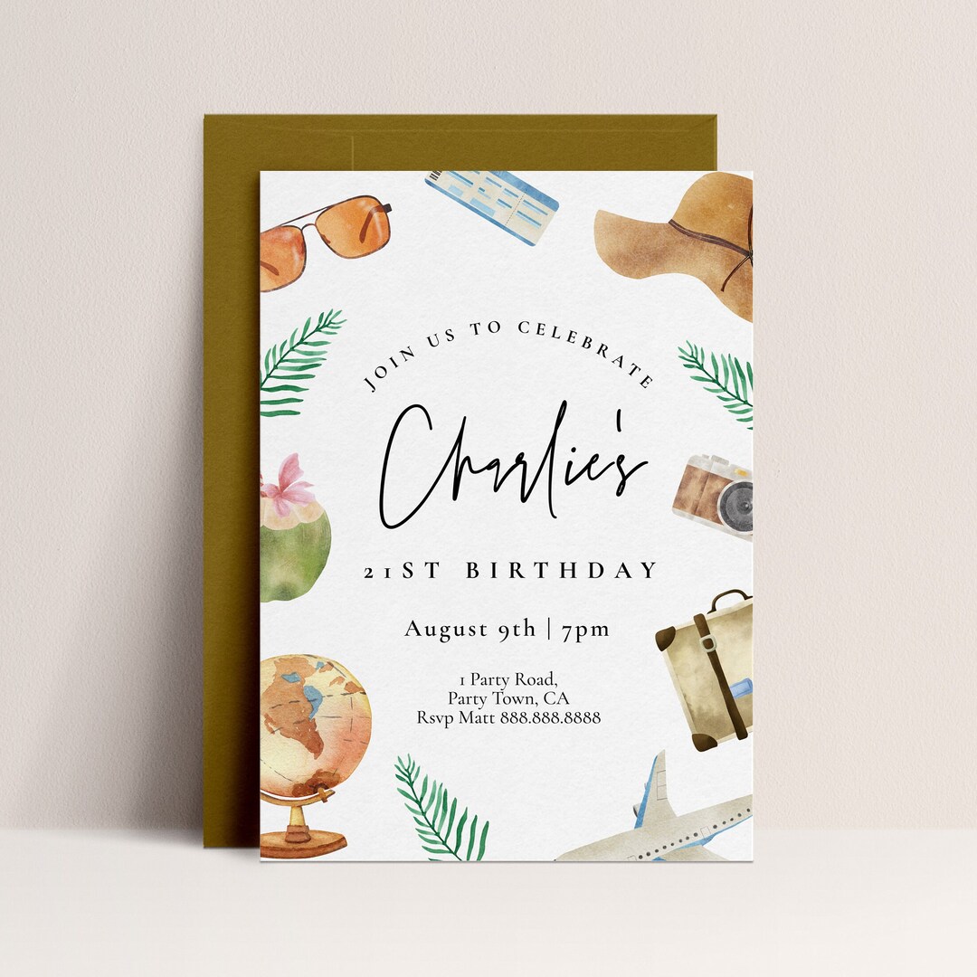 Adventure Birthday Invitation-travel Birthday Party Invitation Template ...