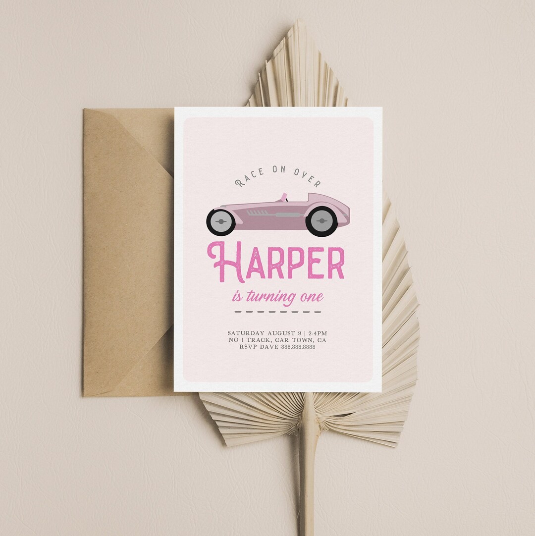 Race Car Invitation - Race Car Invitation Girls, Car Birthday Party ...