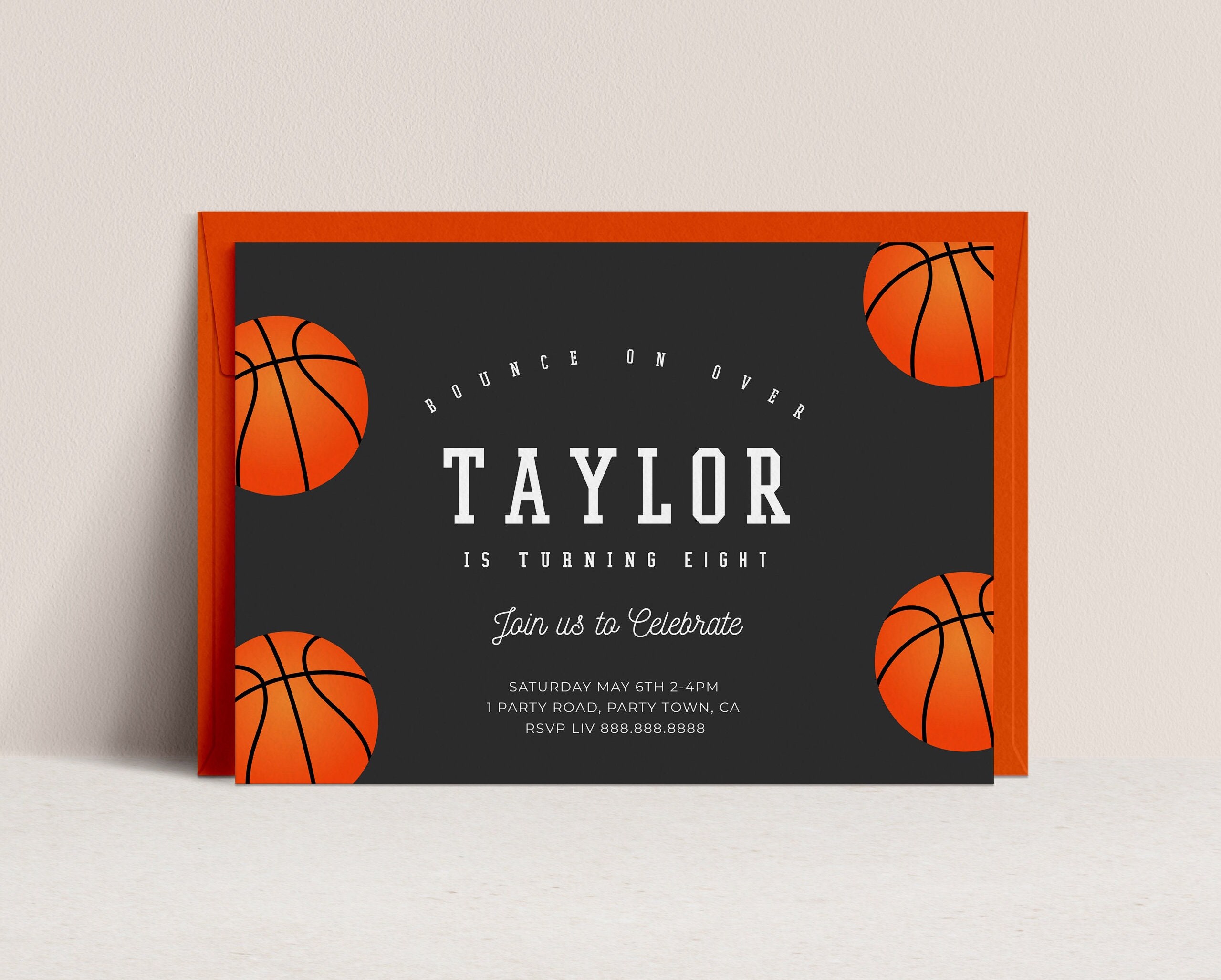 Editable Basketball Birthday InvitationBasketball Invitation Basketball Party Invitation Basketball Themed Party Invite
