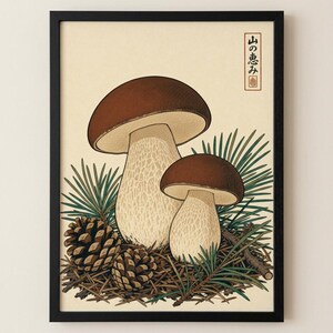Porcini Mushroom Wall Art Print | Vintage Botanical Poster | Woodland Forest Decor | Fungi Wall Art  | Physical Print