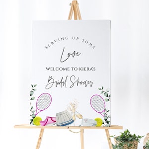 Signo de bienvenida de tenis -Despedida de soltera de tenis, Decoraciones de fiestas temáticas de tenis, Despedida de soltera de tenis, Tenis rosa, Descarga editable de banner de tenis