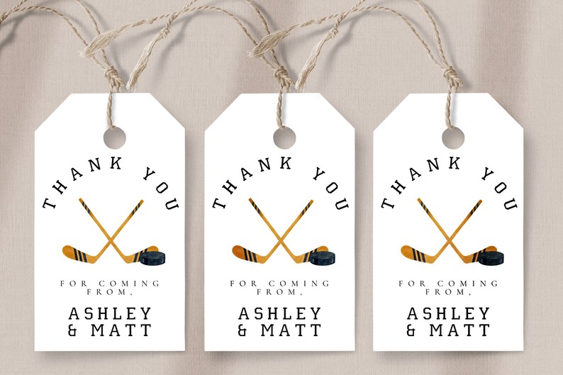 Hockey Thank You Card Hockey Theme Baby Shower, Sports Theme Baby Shower, Couples Shower, Hockey Birthday Favors,Editable Instant Download image 9