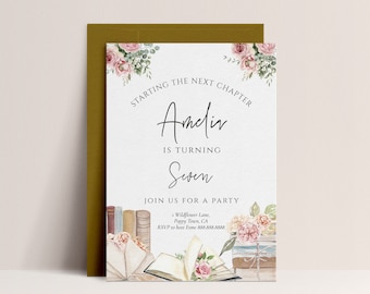Storybook Birthday Invitation - Book Birthday Invitation, Book Themed Birthday Party, Library Theme Party Invite, Editable Instant Download