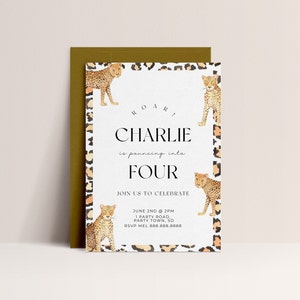 Leopard Print Invitation - Leopard Birthday Invitation, Wild Birthday Party Invite, Safari Invite, Jungle Invite, Editable Instant Download