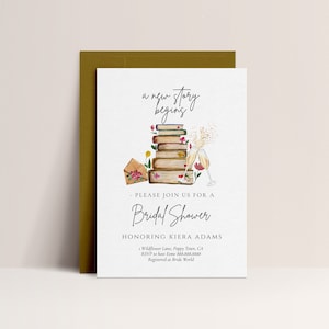 Convite para chá de panela de livro de histórias - convite para chá de panela com tema de livro, convite para chá de panela de livro, convite para chá de panela de biblioteca, download editável