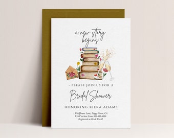 Storybook Bridal Shower Invite-Book Themed Bridal Shower Invitation, Book Shower Invitation, Library Bridal Shower Invite, Editable Download