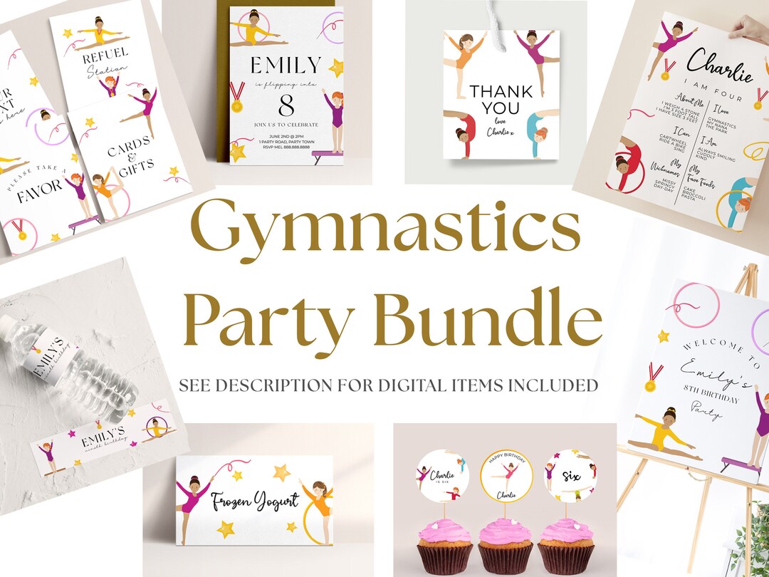 Gymnastics Party Decor Bundle Gymnastics Party Supplies Etsy
