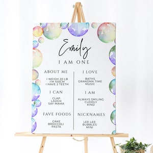 Bubble Birthday Milestones -Bubble Themed Decor, Bubble Welcome Sign, Pastels, Bubble Birthday Decor, Kids Party Decor, Editable Download