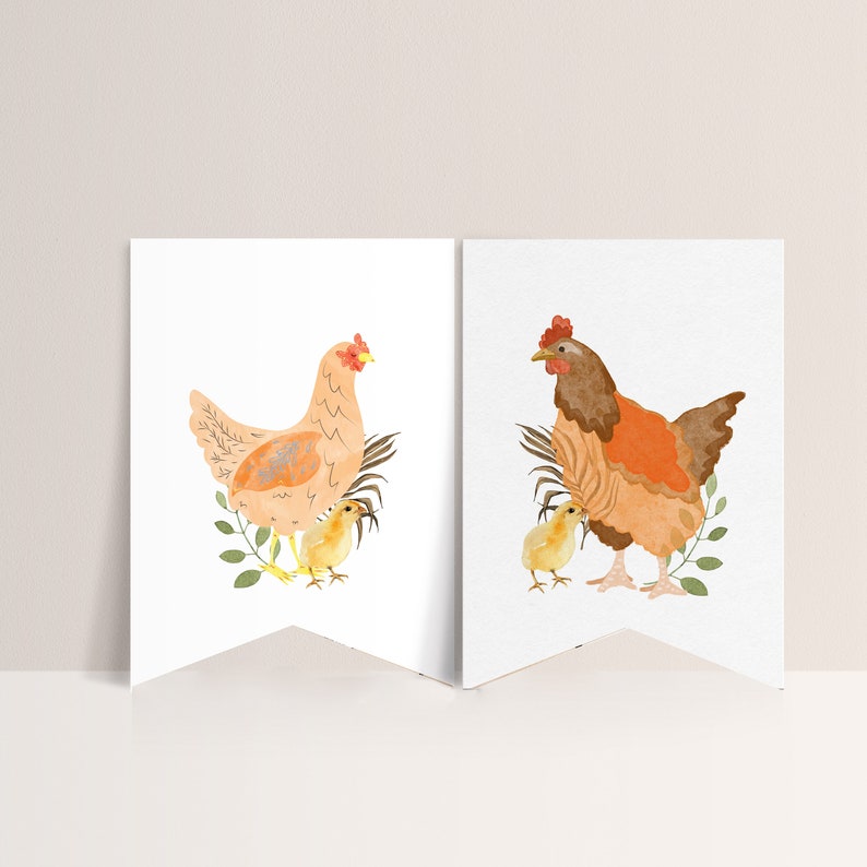 Chicken Banner Barnyard Birthday Banner, Chicken Birthday Sign, Farm Birthday Decor, Chicken Welcome Sign, Kids Party, Editable Download 画像 2