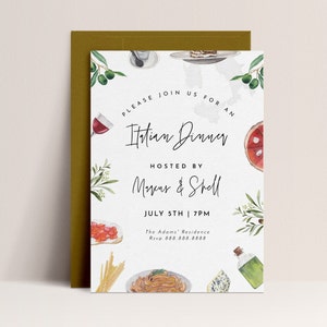 Italian Theme Rehearsal Dinner Invite - Italian Invite, Pasta Invitation, Spaghetti Invitation, Italy Birthday Invite, Instant Download