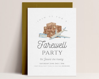 Farewell Party Invite - Going Away Party Invitation, Travel Invite, Moving Away Invite, Farewell Party Template, Editable Instant Download