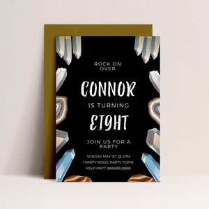 Geology Birthday Invitation -Boys Geology Invitation, Rock Birthday Invitation, Mining Party Invite, Geode Invite, Editable Instant Download