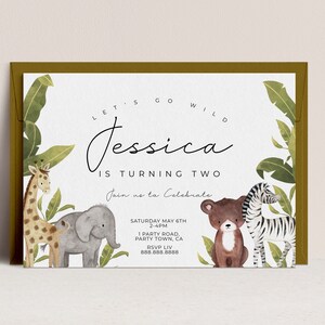 Safari Animal Birthday Invitation-Safari Party Invitation Girls, Jungle Animal Invitation, Zoo Animal Birthday Invite Boys, Instant Download