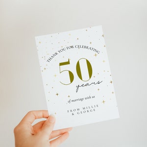 50th Anniversary Thank You Card 50th Wedding Anniversary Decor, Golden, 50th Anniversary Couples, Anniversary Party, Instant Download image 2