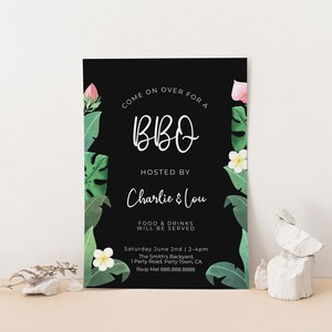 Backyard Birthday Invitation-BBQ Birthday Invitation, Tropical Barbecue Invite, BBQ Invitation, Chalkboard Invite, Editable Instant Download image 4