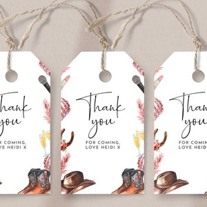 Cowgirl Favor Tags - Western Birthday Decor, Rodeo Birthday Party, Rodeo Bachelorette, Western Gift Tag, Rustic, Editable Instant Download