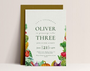 Farmers Market Invitation - Farmers Market Birthday Party Invite, Farmers Market Birthday Template, Chef Birthday Invite, Instant Downloa