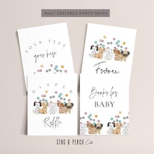 Puppy Baby Shower Games Signs -Dog Theme Baby Shower Printables, Puppy Baby Shower Decorations, Puppy Signs, Unisex Theme, Editable Download