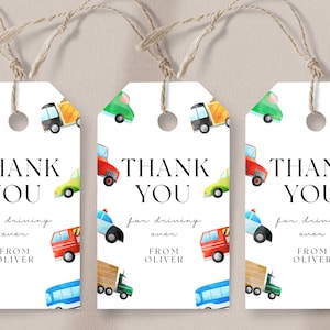 Transportation Favor Tag - Transportation Birthday Decor, Car Birthday Decor, Vehicle Birthday, Truck Birthday Party, Boys Editable Download