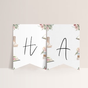 Book Theme Bridal Shower Banner - Book Shower Theme, Book Welcome Sign, Library Bridal Shower, Book theme Wedding, Pinks, Editable Download