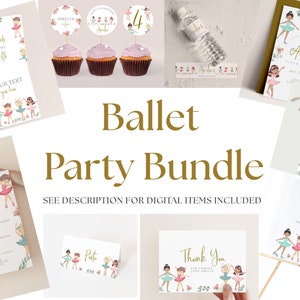 Ballet Party Decor Bundle- Ballet Birthday Invitation,Ballerina Party Supplies, Ballet Party Decorations Girls, Editable Instant Download