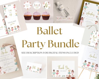 Ballet Party Decor Bundle- Ballet Birthday Invitation,Ballerina Party Supplies, Ballet Party Decorations Girls, Editable Instant Download