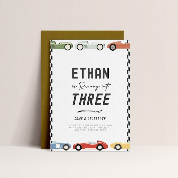 Race Car Birthday Invitation -Race Car Invitation, Race Car Theme Party, Car Invitation, Boys Birthday Invitation, Editable Instant Download