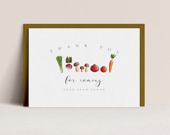 Farmers Market Baby Shower Thank You Card - Farmers Market Baby Shower Decor, Vegetable Baby Shower, Farmers Market Invite,Editable Download