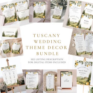 Pacote de decoração para casamento na Toscana - Pacote de casamento italiano, sinalização para casamento na Toscana, decoração para casamento na Itália, suíte para casamento em vinícola, downloads editáveis