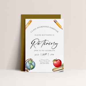 Teacher Retirement Party Invitation - Educator Invite, Retirement Party, Retirement Celebration, School Theme, Editable Instant Download