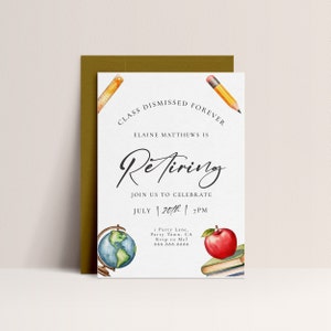 Teacher Retirement Party Invitation Educator Invite, Retirement Party, Retirement Celebration, School Theme, Editable Instant Download image 1