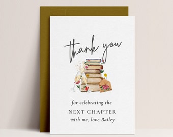 Book Themed Bridal Shower Thank You Card - Book Theme Bridal Shower Decor, Chapter Theme, Book Thank You Card, Editable Instant Download