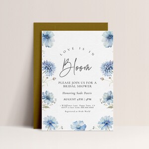 Dusty Blue Bridal Shower Invitation Template-blue Floral Bridal Shower ...
