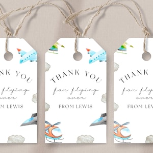 Airplane Birthday Favor Tags - Plane Favors, Transportation Birthday Party Favors, Helicopter Birthday Decor, Boys Birthday Instant Download