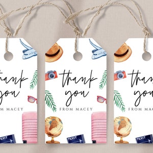 Travel Retirement Favor Tags - Travel Birthday, Travel Bridal Shower, Travel Baby Shower Gift Tag, Adventure Theme Editable Instant Download